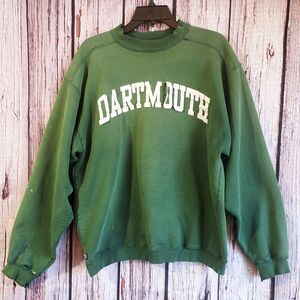 Dartmouth Co-Op Vintage Sweatshirt Thrashed Large Green Mens Pullover Made USA